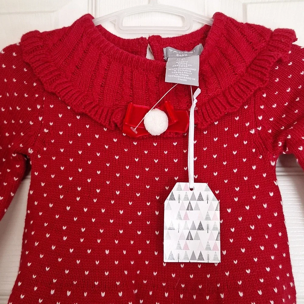 Tahari Baby Girl 12 Month Christmas Sweater Dress NWT